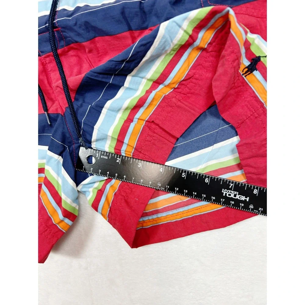 Polo Sport Ralph Lauren Mens Red Striped Swim Trunks Board Shorts 34